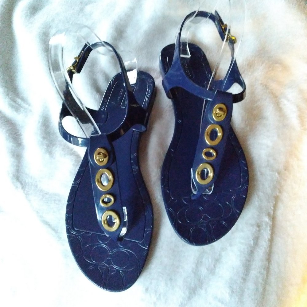 COACH Navy Blue Jelly Sandals 8B
